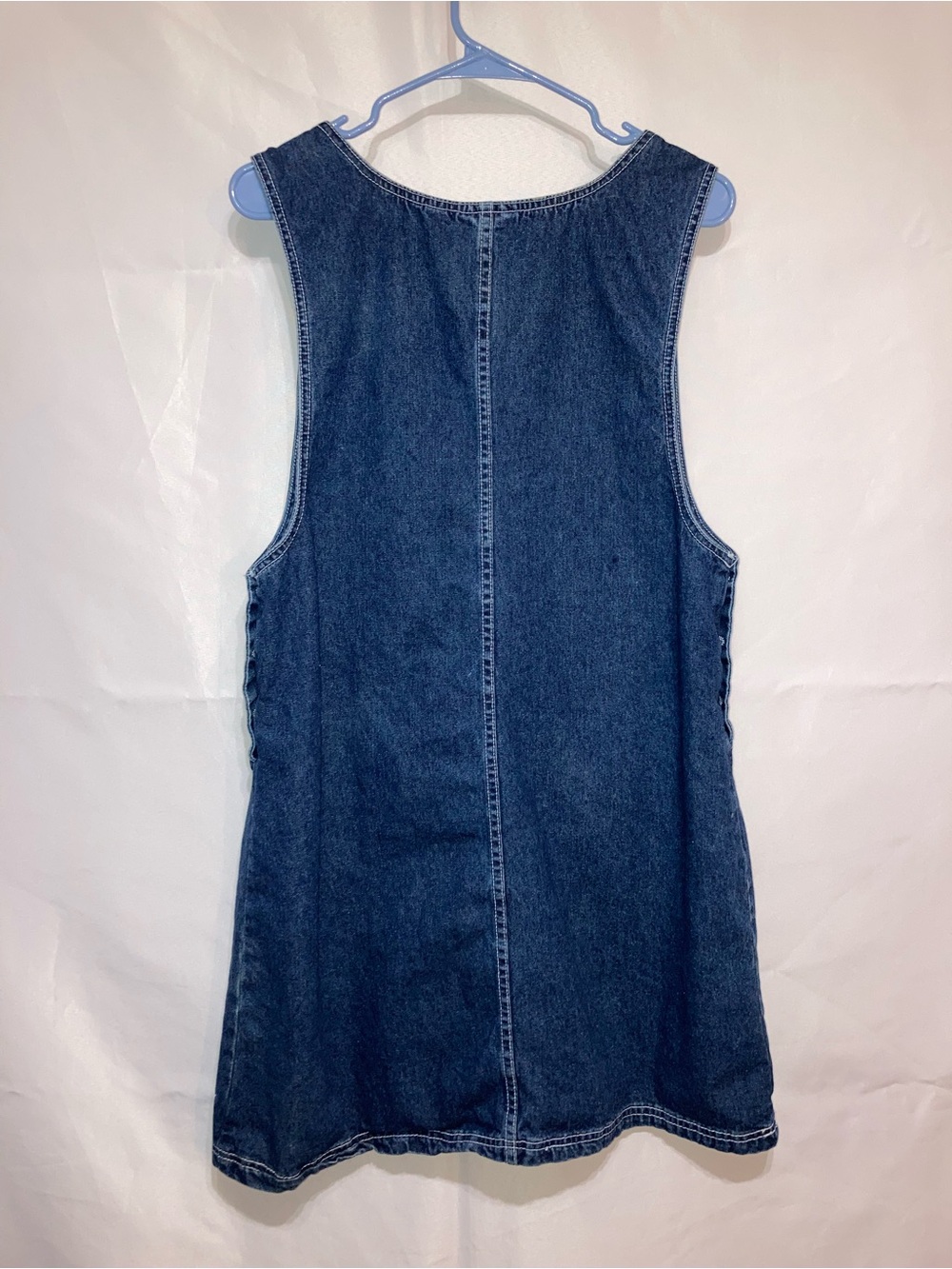 Denim Daisy Embroidered Midi Pinafore Dress - Blue - Picture 7 of 7